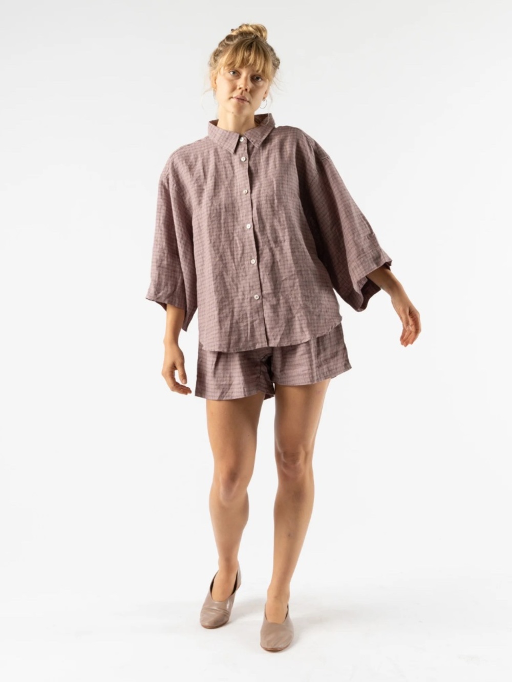 Deiji Studios 03 100% Linen Shirt Oversized Relaxed Button Up Musk Womens XL